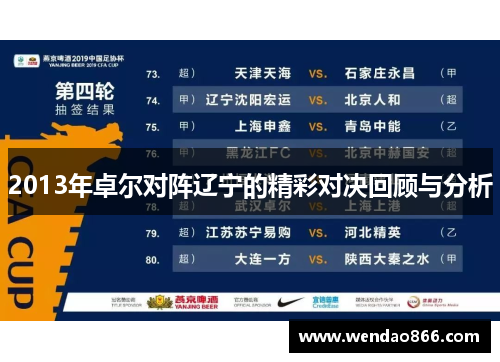 2013年卓尔对阵辽宁的精彩对决回顾与分析
